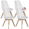 Sweetcrispy Sweetrcrispy - Set di 4 sedie da sala da pranzo, in pelle PU, con gambe in legno, per sala da pranzo, cucina, colore bianco moderno