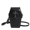 Ftchangfang Borsa gotica a forma di bara borsa a tracolla mini punk piccola borsa, Croce - nero, 8.5*5*2inch