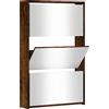 vidaXL Scarpiera con Specchio a 3 Livelli Rovere Fumo 63x17x102,5 cm