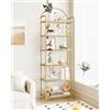 Hzuaneri Libreria a 6 Livelli, Scaffale Portaoggetti, Libreria in vetro temperato, Scale Mensola, per Soggiorno Bagno Cucina Corridoio, Montaggio Facile, Struttura in acciaio, Dorato BC21699G