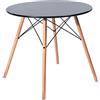 EGGREE Tavolo da Pranzo Rotondo Moderno Tavolo da Cucina in Legno Scandinavo, 80 x 75 cm Nero