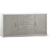 Sarmog Mobile 2 ante 4 cassetti, Mobile soggiorno, Madia soggiorno moderna, 2 Ante e 4 cassetti, 2 ripiani regolabili, Design moderno, Made in Italy, Kit 84x174x41 (Ossido bianco/Cemento)