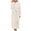 Generic Vestaglia Lunga in Pile da Donna, Invernale Con Tasche e Cintura, Calda e Comoda, Tinta Unita, Abbigliamento da Notte, Beige, L