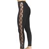 BESTCALZE -Renato Balestra Leggings Donna Pantaloni Elasticizzati con Inserto in Pizzo, Casual e Yoga Estivi Art. Brigitte4 - Nero- S/M