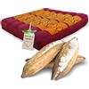 livasia Cuscino per sedersi Piccolo - 35x35x6cm - Cuscino per Pavimento Indoor/Outdoor, Cuscino Meditazione Yoga, mobili in Pallet, Cuscino coprisedia Sedia panchina Fatto a Mano (Rosso/Giallo)