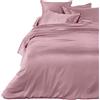 IL BOTTEGONE Parure Copripiumino Matrimoniale in Raso di Cotone Lucido Tinta Unita Sacco e Federe Lussuoso Elegante Due Piazze Set Letto - (Rosa)