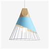 ChaoZan Lampada a sospensione creativo di badminton nordico, moderno Lampadario a LED in legno massello, lampada da soffitto Metallo E27 sala da pranzo Ristorante Illuminazione interna da comodino, Blu
