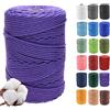 Klhamky 4mmx300m Corda di Cotone Naturale Macramé - Corda di Cotone 100% Naturale a 4 Fili Ritorti per Appendini Fatti a Mano, Fai-da-te, Creazioni Artigianali,viola scuro