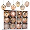 Aurasky Palline di Natale Oro Rosa 6 CM, 12 pcs Palline Albero Natale, Palla di Natalizie, Decorazioni Albero di Natale, Plastica Addobbi Natalizi, per Natale Vacanze Feste Decorazioni