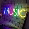 JEMESI Luce al neon musicale, insegna MUSIC a LED per decorazione da parete, luce al neon a LED con parola musicale per camera da letto, sala giochi, club, bar, feste, sala giochi