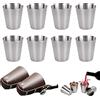 doepeBAE Bicchierini Acciaio Inox, Bicchieri Shot Set con Custodie in Pelle, Bicchieri per Cocktail Caffe Whisky Gin, Tazza in Acciaio Inox Portatile per Feste, BBQ, Campeggio, ecc (70ml Set da 8)