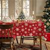AIBIIN Tovaglia natalizia bianca con fiocco di neve rettangolare tovaglia impermeabile in poliestere rosso tovaglia per feste forniture per la decorazione della tavola 142 x 259 cm
