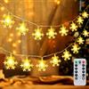 Ninonly Catena Luminosa Natale, 7.5M 50LED Fiocco di Neve Luci Albero di Natale, 8 Modalità Lucine Led Decorative a Batteria Impermeabile, Decorazioni Natalizie Per Interni Esterno Festa Matrimonio Balconi