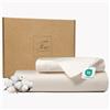 Ferò Set Copripiumino Singolo cotone 155x220 con Federa 50x75, Copri piumino di lusso in Raso di Cotone 300 TC a fibra lunga e Proteine della Seta, Design Made in Italy, Duvet Cover, Bianco Avorio