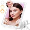 Farerkass Specchio Trucco con Luci Ricaricabile, 3 Modalità Di Specchio con Luci Make Up con 10X Mini Specchio Ingranditore con Luce, Touch Screen, Specchio Da Tavolo per Uso Domestico e Viaggi