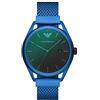 Emporio Armani Orologio Uomo, movimento a tre lancette, cassa 43 mm in alluminio blu con bracciale in alluminio, AR11328