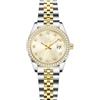 SHENGKE Donna cristallo accentato con banda in lega d'acciaio solido orologio Elegante vestito orologi al quarzo calendario per le donne (Argento-Oro)