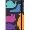 PdiPigna, Taccuino Notebook Relaxing Animals, 13x21 cm, 144 Pagine, con Segnalibro Colorato, carta Riciclata, 80 g/m² FSC,interno PU, puntinato