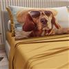 PETTI Artigiani Italiani - Lenzuola Animali con Cani in Cotone con Federe in Stampa Digitale, Lenzuola Matrimoniali, Completo Letto Matrimoniale Giallo, 100% Made in Italy