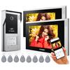TMEZON Videocitofono WiFi 4 Fili Kit Smart Bifamiliare,7'' IP Monitor Touchscreen con 1080P Campanello Telecamera Esterno Cablata, Per 2 Famiglie,Connessione Wifi TuyaSmart