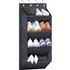 MISSLO Scarpiera porta da appendere per armadio, organizer corto per scarpe con grandi tasche profonde, sottile sopra la porta, per stivali in camper, dormitorio, nero