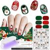 EBANKU Gel natalizio Con Adesivi per unghie in luce UV, 24 pezzi Strisce per unghie in gel semi-polimerizzate Adesivi per unghie a lunga durata con lampada UV per unghie per nail art