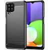 owlhold Cover per Samsung Galaxy A22 5G, Custodia Spazzolata e Fibra di Carbonio Morbido Silicone TPU Slim Fit Case, Antiurto, Antigraffio, Antiscivolo, Protezione Grado Militare, Nero