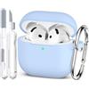 MHYALUDO Custodia compatibile con AirPods 5/4 Case, Custodia Airpods 5/4 | silicone morbido di grado militare, compatibile con AirPods 4 Custodia con portachiavi e kit di pulizia, Azzurro cielo