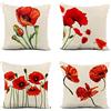 Janktie Cuscini per Divano 40x40 cm Copricuscino Impermeabili Lino Cuscini da Esterno Set di 4 Quadrate Federe Cuscini Divano Federe per Cuscini Decorativi, per Giardino Auto Camera Sedia, Papaveri Rossi B2