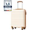COOLIFE Ryanair Valigia Bagaglio a mano,Valigie,Trolley,Valigia da cabina 55×35×20,Chiusura a combinazione laterale con TSA (Bianco/Marrone, 55×35×20) (Bianco/Marrone, 55×40×20)