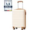 COOLIFE Ryanair Valigia Bagaglio a mano,Valigie,Trolley,Valigia da cabina 55×35×20,Chiusura a combinazione laterale con TSA (Bianco/Marrone, 55×35×20) (Bianco/Marrone, 55×35×20)