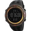 SKMEI Orologio sportivo digitale da uomo, impermeabile, militare, cronometro, conto alla rovescia, data e allarme automatico, Tutto nero, L, alla moda