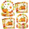 USERTEN Decorazioni Autunnali per Il Ringraziamento - Set di Stoviglie per 10 Ospiti, Piatti e Tovaglioli di Carta a Forma di Zucca e Foglia d'Acero