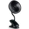 Innoliving Ventilatore Pieghevole Ricaricabile Senza Fili,Altezza Regolabile, 3 Velocità, Angolo 90°, Batteria Litio 1800mAh, Ricarica USB, Portatile, Conveniente (Nero, 15 cm Pieghevole con Clip)