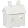 Relaxdays Casetta Portacandele in Ceramica, Casa Luminosa Porta-Tealight, per 1 Candelina, HLP: 12 x 10 x 6,5 cm, Bianco