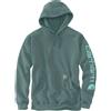 CARHARTT FELPA LOOSE FIT SLEEVE LOGO HOOD SEA PINE