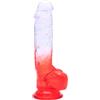 Sunfo Dildo realistico con ventosa e testicoli - 21cm (trasparente-rosso)