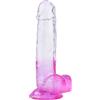 Sunfo Dildo realistico autoadesivo con testicoli - 22cm (trasparente-viola)