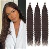 Samtress Long Ocean Wave Crochet Hair 30 Inch Curly Braiding Hair Synthetic 3 Pack Deep Wave Crochet Hair Dark Brown Water Wave Bohemian Twist Crochet Braid Hair Extensions (#4)