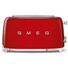 Smeg, Tostapane 2x4 TSF02RDEU, 2 Scomparti per 4 fette, 6 Livelli di Doratura, Funzione Riscaldamento, Scongelamento e Bagel, Espulsione Automatica del Pane, Cassetto Raccoglibriciole, 1500W, Rosso