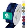 Halbach Seidenbänder Nastro regalo di alta qualità con bordo in fil di ferro, larghezza 40 mm, lunghezza 25 m, certificato Oeko-Tex 100, nastro taffetà Made in Germany, colore: blu scuro