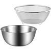 BESTonZON Colino in acciaio inox con ciotola, scolapasta da cucina, lavatrice, scolapiatti per riso, frutta e verdura, per mescolare alimenti, insalata di pasta, 22 cm