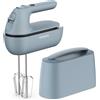 Kenwood QuickMix Go HMP40.000GY, Sbattitore Elettrico Portatile con Custodia Integrata, Fruste e Ganci per impastare in Acciaio Inox, 5 Velocità, Realizzato con Plastica Riciclata, 350W, Storm Blue