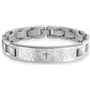 Bling Jewelry Personalizza il nostro braccialetto ID a croce con il Padre Nostro per uomo in acciaio inossidabile tono argento