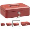 ARREGUI Elegant C9234 Cassetta di sicurezza con chiave per contare e trasportare denaro | Cassetta Portavalori in acciaio con vassoio Portamonete | Cassaforte portatile de 25 cm di larghezza | Rossa