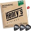 Henry's Strings Extra Light Corde per Chitarra Western 09-44 - Con 2 Corde E1 Extra e 3 Plettri - Acciaio per Chitarra Acustica