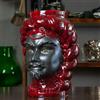 AGAREN Testa di Moro Uomo Ceramica Siciliana Caltagirone Agaren Bordeaux Volto Nero Opaco cm 33