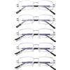 Hubeye 5 Paia Occhiali da lettura da Uomo e Donna Metallo Quadrato Stile Acciaio Inossidabile con Cerniere a Molla Materiale Metallico Occhiali Anti Luce Blu 2.00