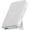 Anker Power Bank Magsafe 10000 mAh, 633 Ricarica Magnetica Senza Fili, Powerbank Magnetico Pieghevole con USB-C per iPhone 17 Pro Max/Serie 16-12(Bianco)