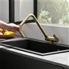 SJQKA Rubinetto Sottofinestra,Rubinetto Cucina Pieghevole Sottofinestra Girevole A 360° Rubinetto Lavello Cucina Acciaio Inossidabile Spazzolato Oro